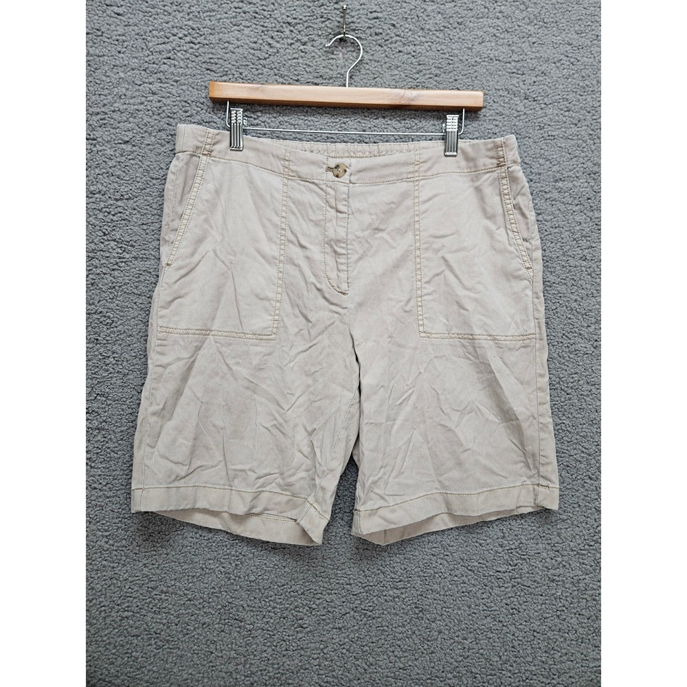 J. Jill Shorts 14 Tan Cargo Utility Tencel Cotton Blend Casual Summer